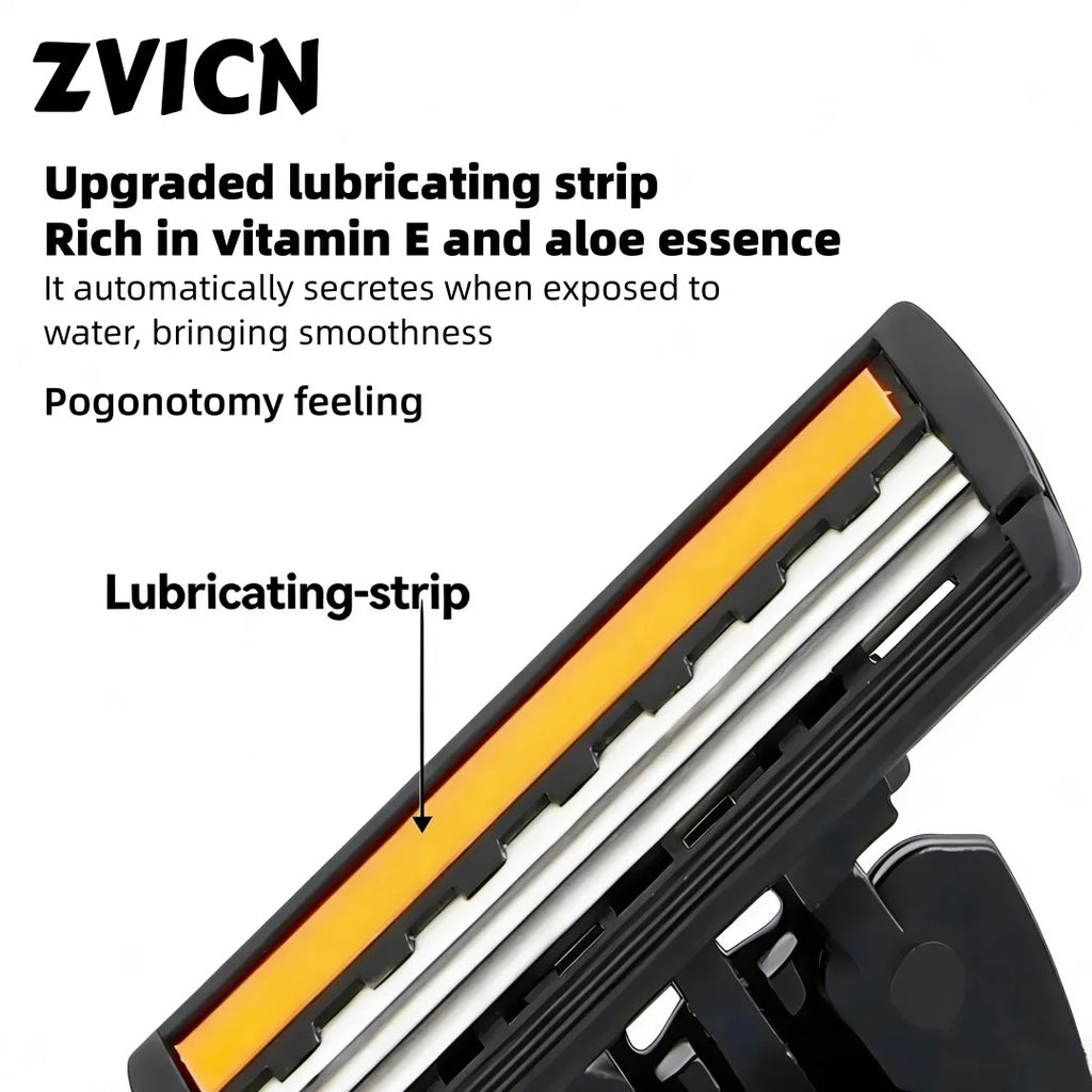 Men's 3-Layer Reusable Razor | Replaceable Head Shaver Manual Razor QXL