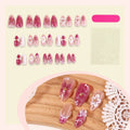 3D Flower Almond Press-On Nails | Gradient Pink Reusable Set Press-On Nail Set QXL Pink