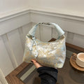 Chinese Embroidery Canvas Tote Bag | Shoulder & Crossbody Embroidery Handbag QXL Blue