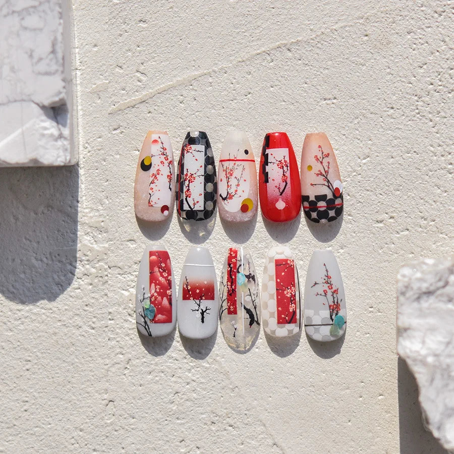 5D Plum Blossom Nail Stickers | Self-Adhesive Floral Decals Nail Art Stickers QXL