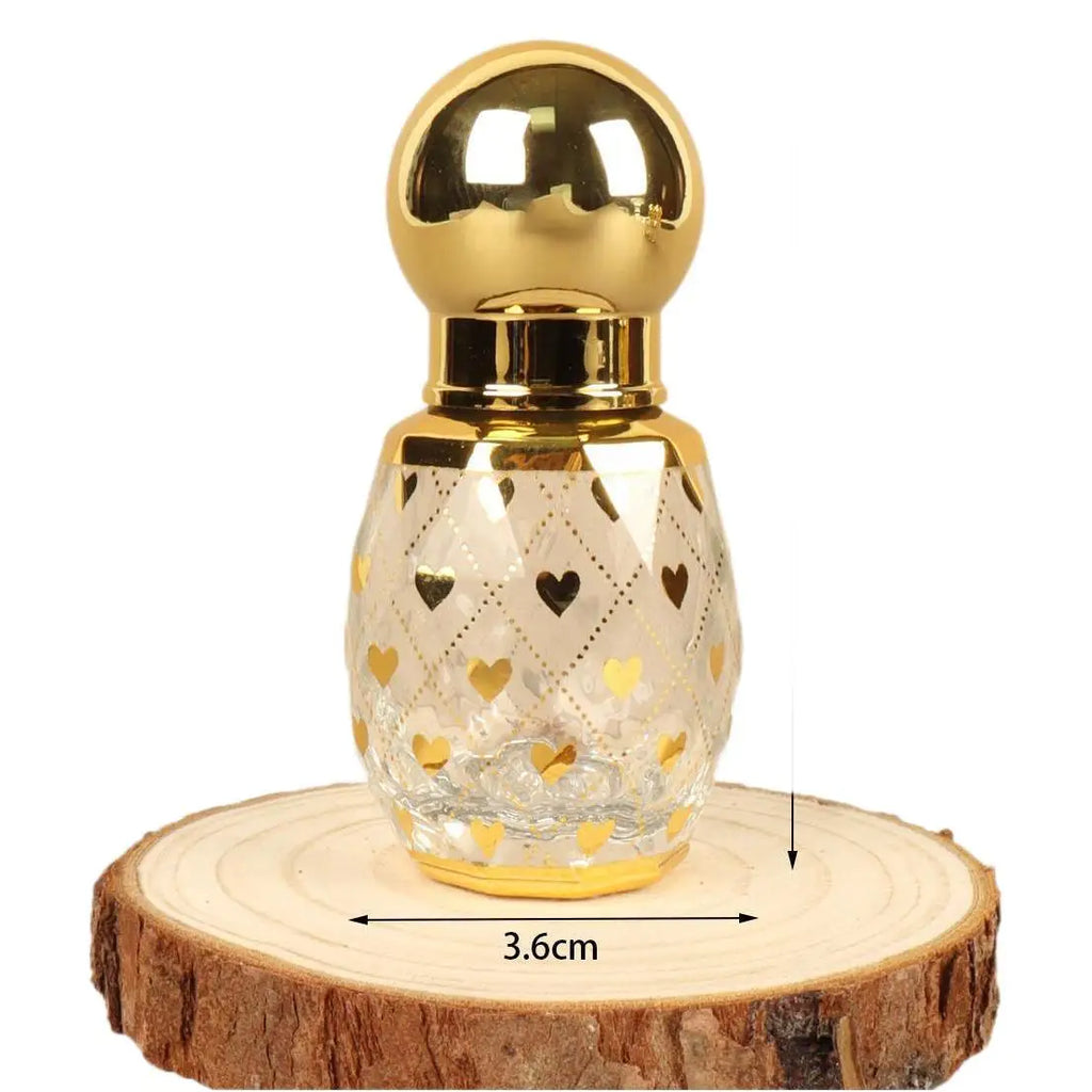 10ml Gold Heart Roll-On Perfume Glass Bottle | Golden Ball Cap Roll-On Perfume Bottle QXL