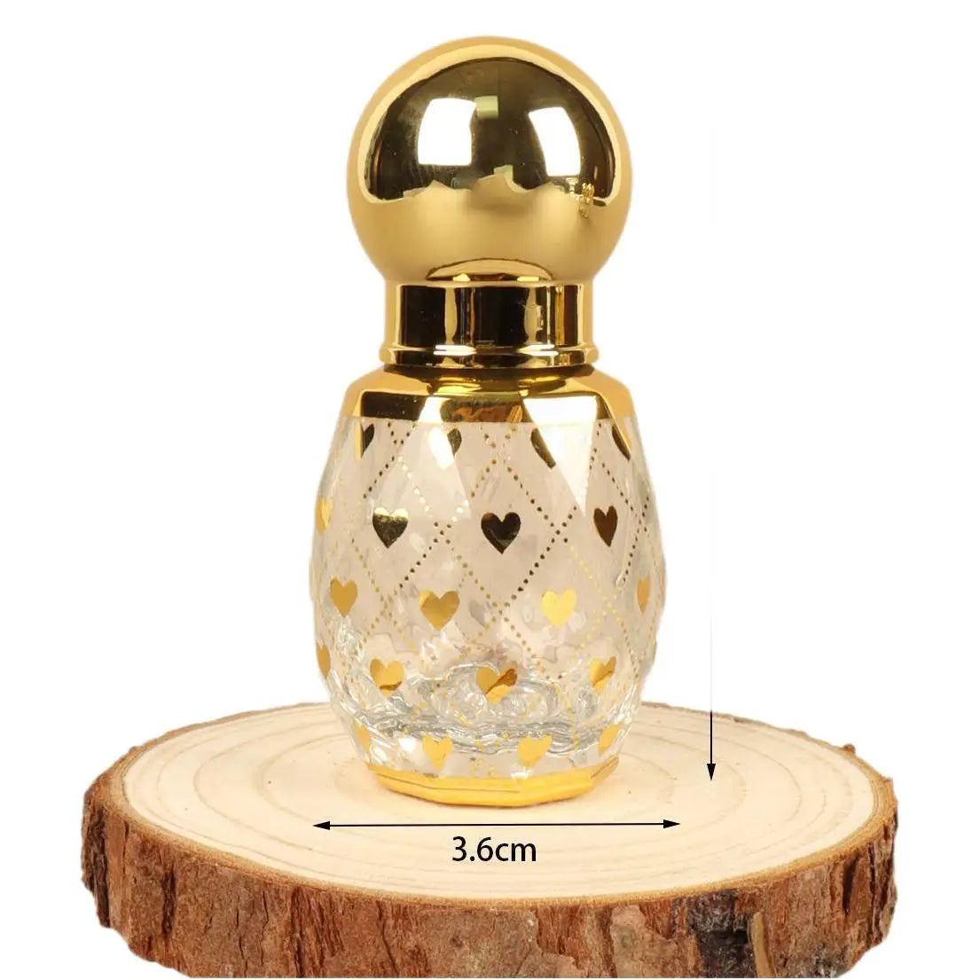 10ml Gold Heart Roll-On Perfume Glass Bottle | Golden Ball Cap Roll-On Perfume Bottle QXL