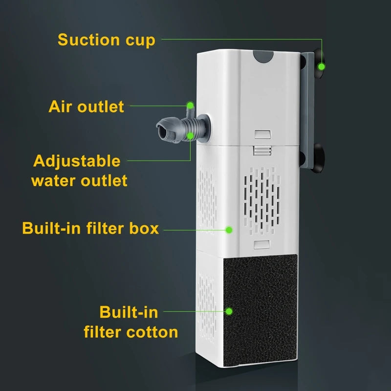 Aquarium Hang-On Filter Pump | Silent, Multi-Function 220V Aquarium Filter Pump QXL