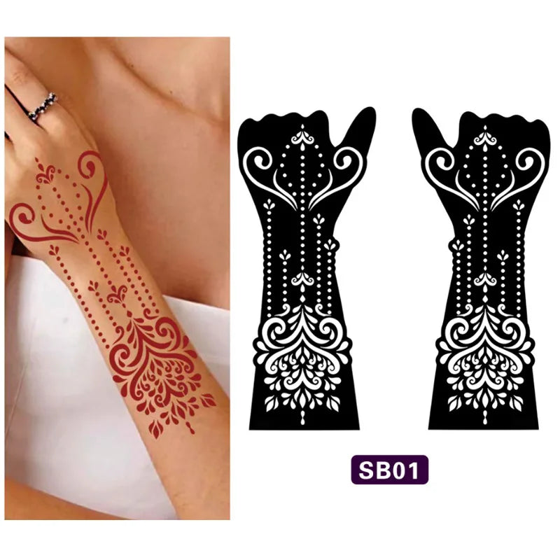 Reusable Henna Flower Stencils for Body Art – Wedding & Festival Henna Body Stencil QXL SB01