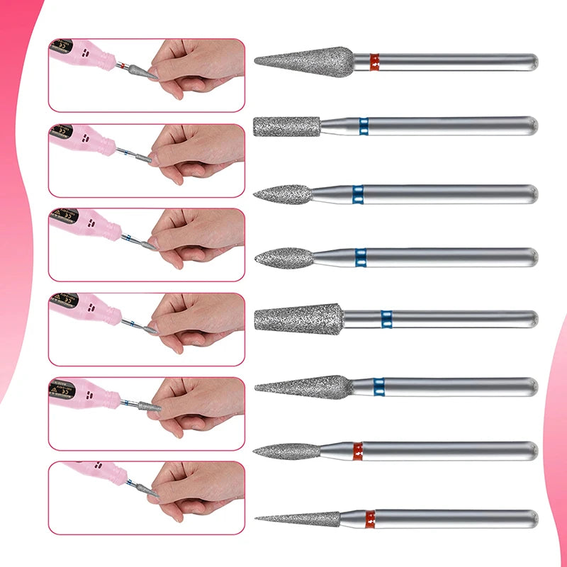 10-Pc Stainless Steel Nail Drill Bit Set | Manicure & Pedicure Nail Drill Bit Set QXL