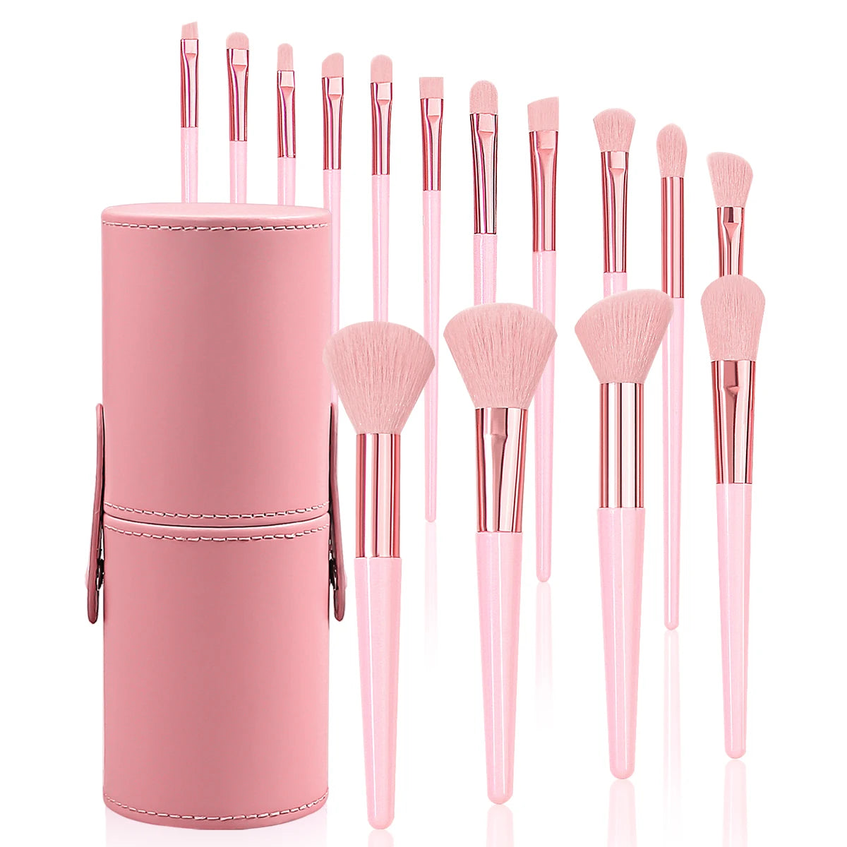 KOSSHOW 16-Pc Pink Makeup Brush Set with PU Case | Ultra-Soft Makeup Brush Set QXL Pink