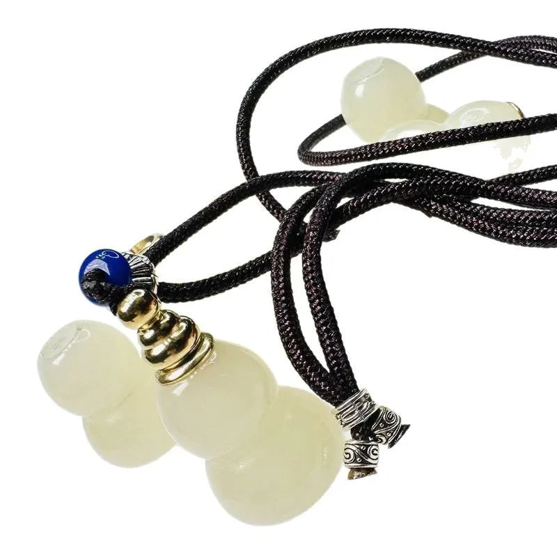 Jade Gourd Pendant Necklace | Refillable Essential Oil Vial Essential Oil Necklace QXL