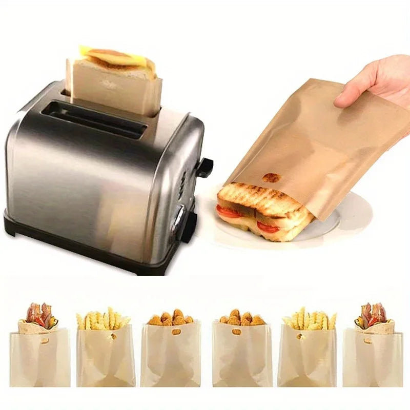 10-Pack Reusable Non-Stick Toaster Bags | PTFE Heat-Resistant Toaster Bags QXL