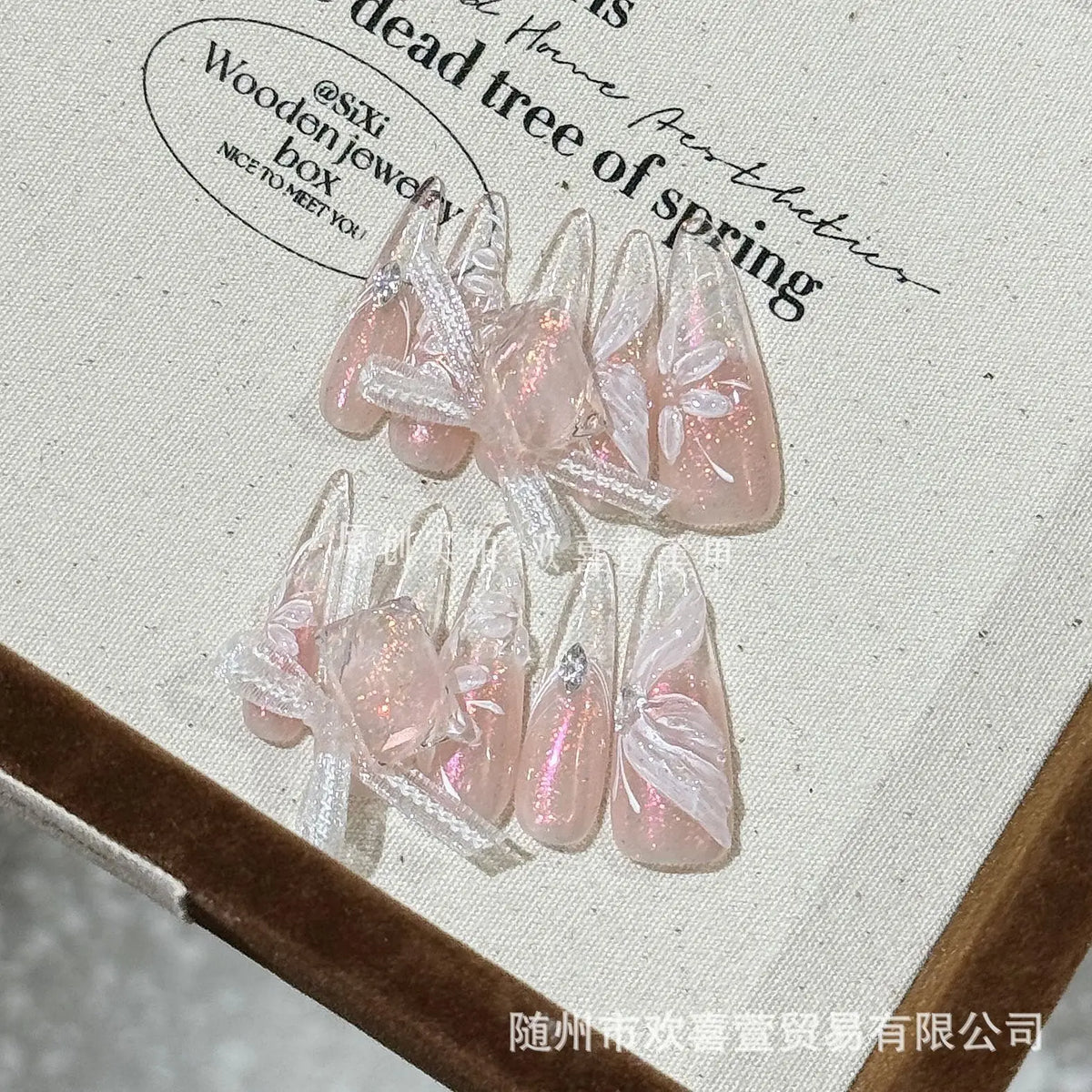Handcrafted Butterfly Zircon White Bow Wearable Nail Art Wearable Nail Art QXL XS China Mainland