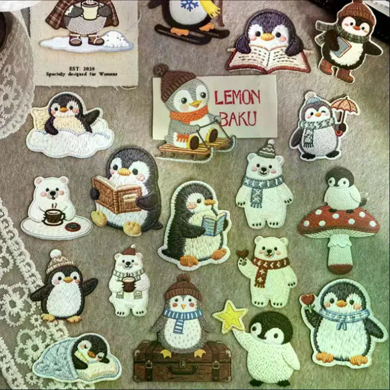 40-Pack Embroidered Animal Stickers for Scrapbooking & DIY Decorative Craft Stickers QXL