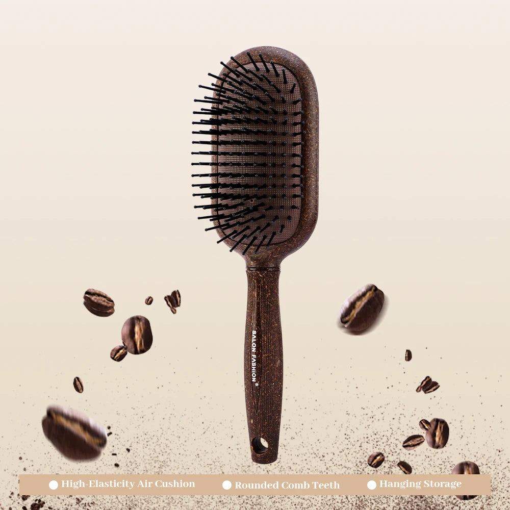 Wheat Straw Air Cushion Massage Comb – Anti-Static Hair Care Cushion Massage Comb QXL 9121SY-Coffee