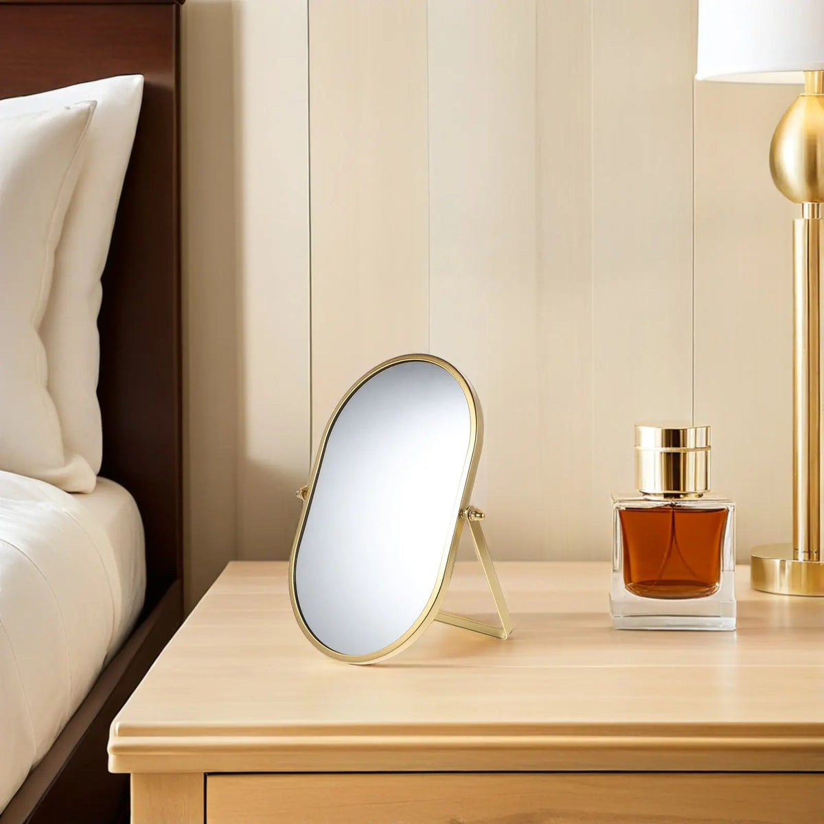 Folding Vanity Makeup Mirror Gold Desktop Tabletop | Adjustable Folding Vanity Mirror QXL
