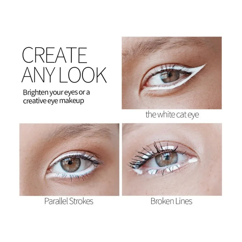 2-Pack White Eyeliner Pen | Waterproof Long-Lasting Glue Liner White Eyeliner Pen QXL