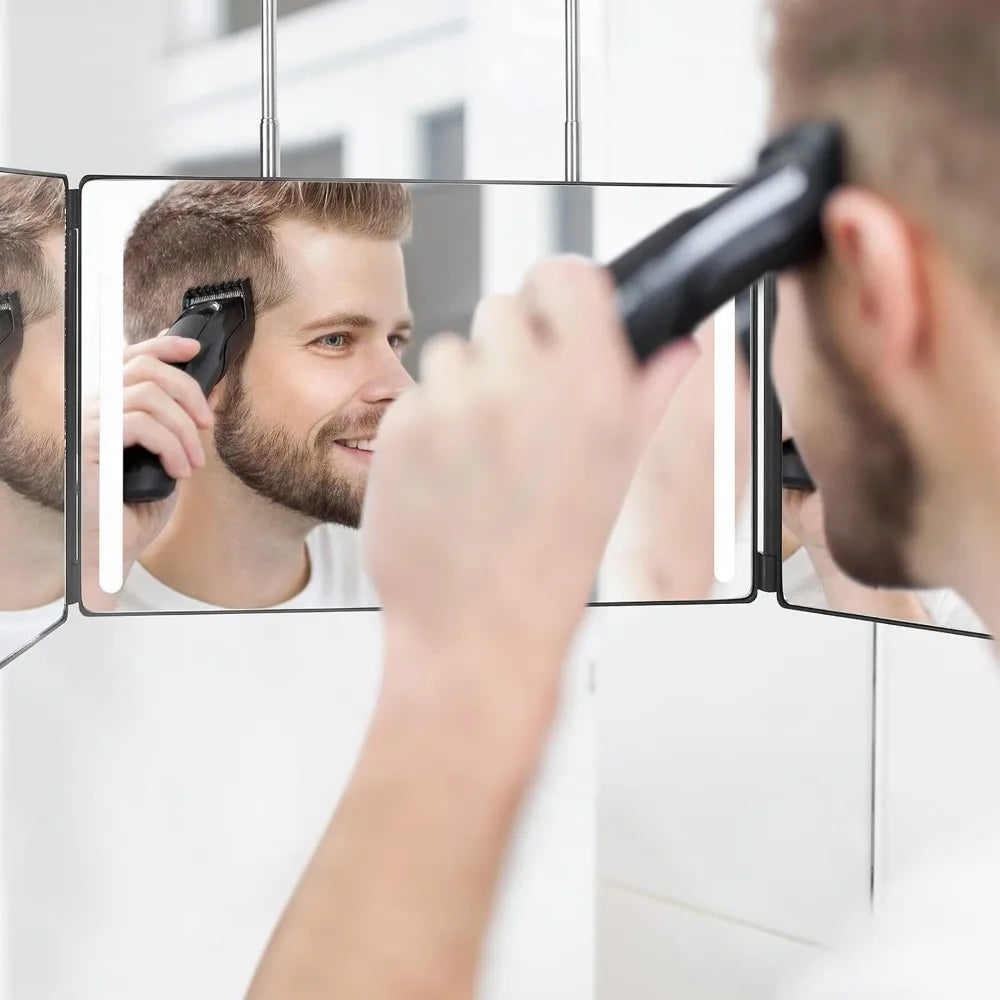 LED 3-Way Self Hair Cutting Mirror | 360° Rechargeable LED Hair Cutting Mirror QXL