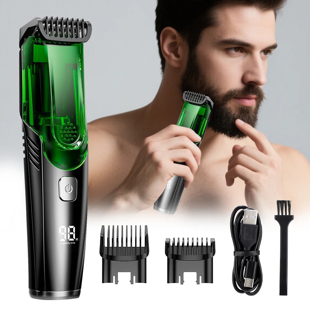 Ms.Dear Cordless Beard Trimmer Vacuum Clipper IPX6 – Green Beard Trimmer QXL