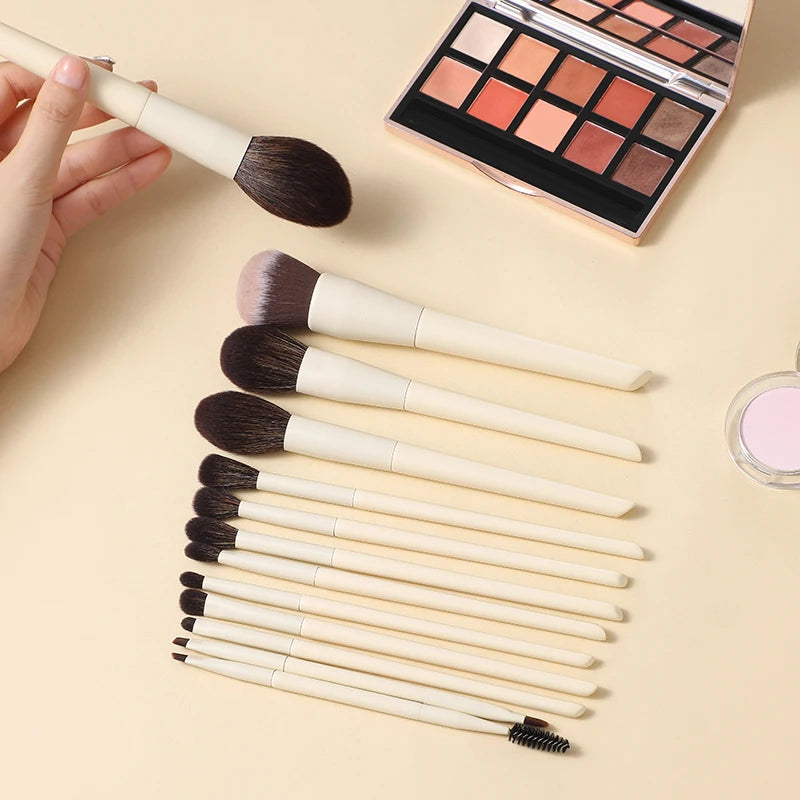 13-Piece Makeup Brush Set | Soft Bristles & Wooden Handles Makeup Brush Set QXL