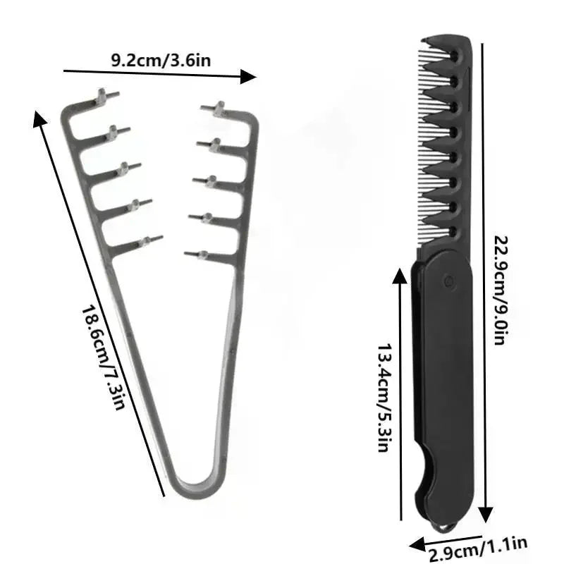 2-Pack Men's Wide-Tooth Texture Comb & Folding Comb Set Hair Comb Set QXL