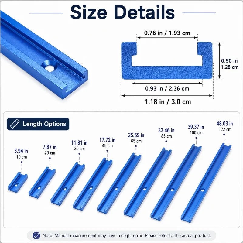 Aluminum T-Track Guide Rail 30mm T-Slot | Table Saw & Router T-Track Guide Rail QXL
