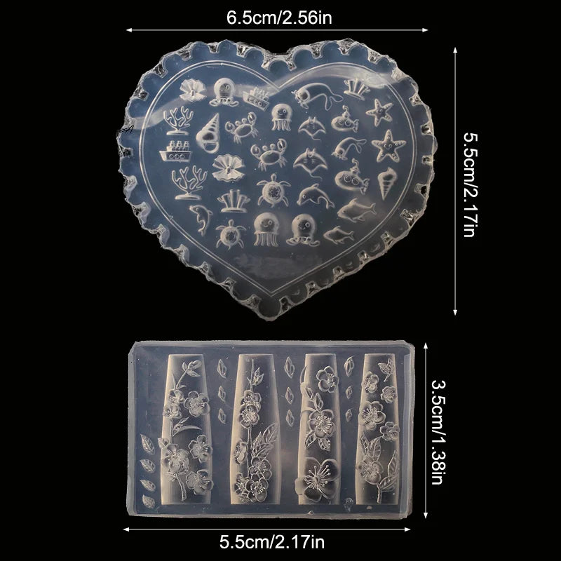 3D Silicone Nail Art Mold – Ocean, Tulip & Floral Designs Silicone Nail Mold QXL