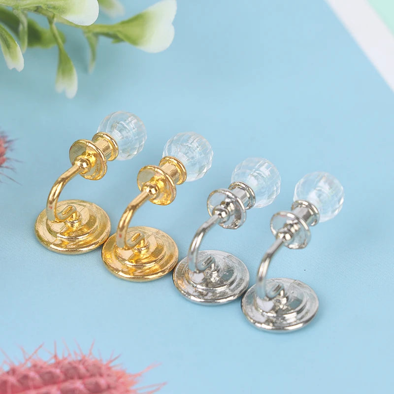 1:12 Dollhouse Miniature Crystal Wall Lamp Pair – Gold & Silver Dollhouse Miniature QXL