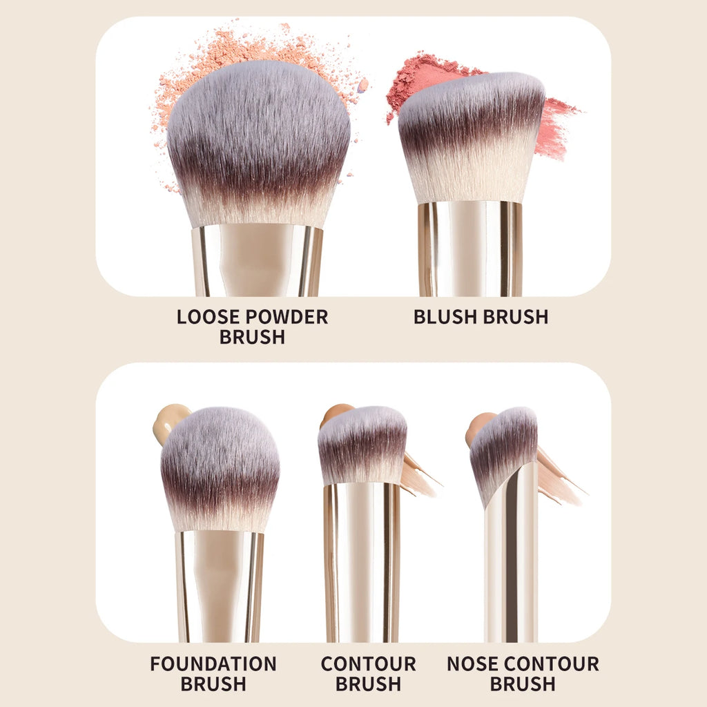 MAANGE 5-Piece Makeup Brush Set | Foundation, Powder & Blush Makeup Brush Set QXL