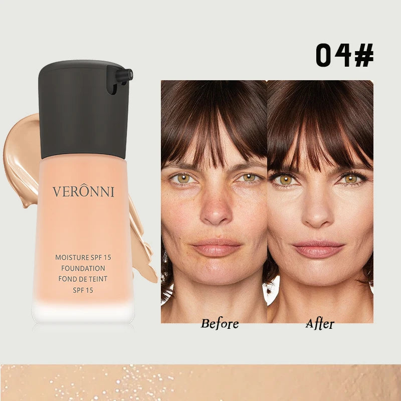 6-Shade Long-Wearing Liquid Foundation | Portable Face Base Liquid Foundation QXL 04