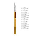 10-Pc Precision Craft Knife Set | Metal Handle & Blades Craft Knife Set QXL M264 gold