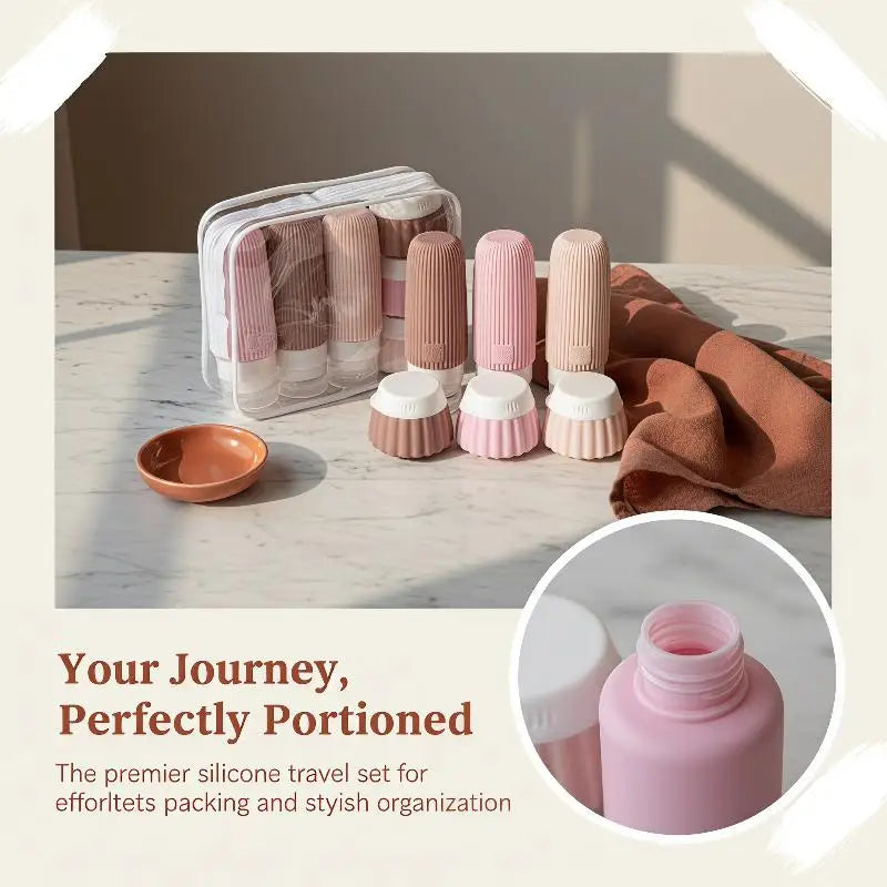 Silicone Travel Toiletry Bottle Set | Leak-Proof, Reusable Travel Bottle Set QXL