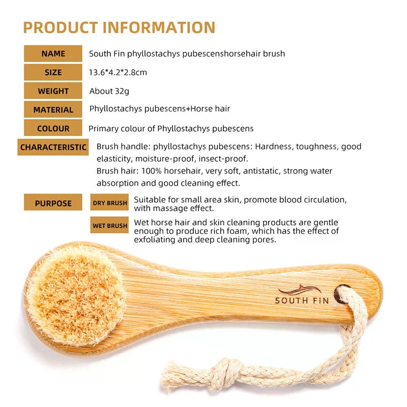 Bamboo Horsehair Facial Cleansing & Exfoliating Brush Facial Cleansing Brush QXL