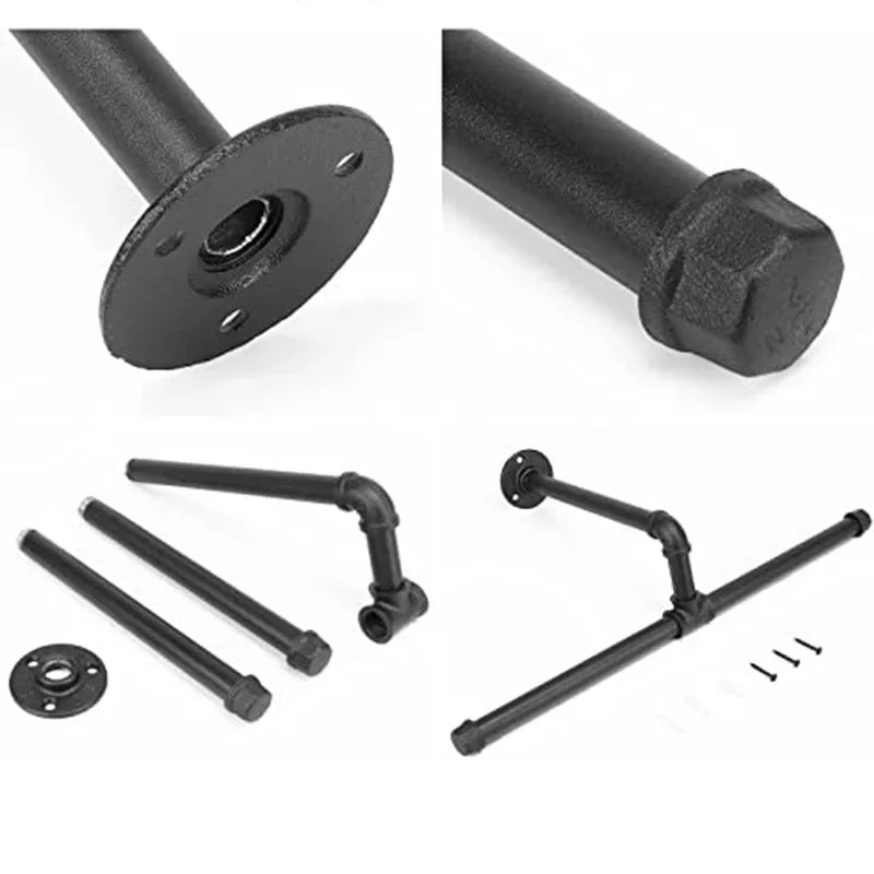 2-Pack Industrial Pipe Wall-Mounted Clothes Rack | Heavy Duty Wall-Mounted Clothes Rack QXL