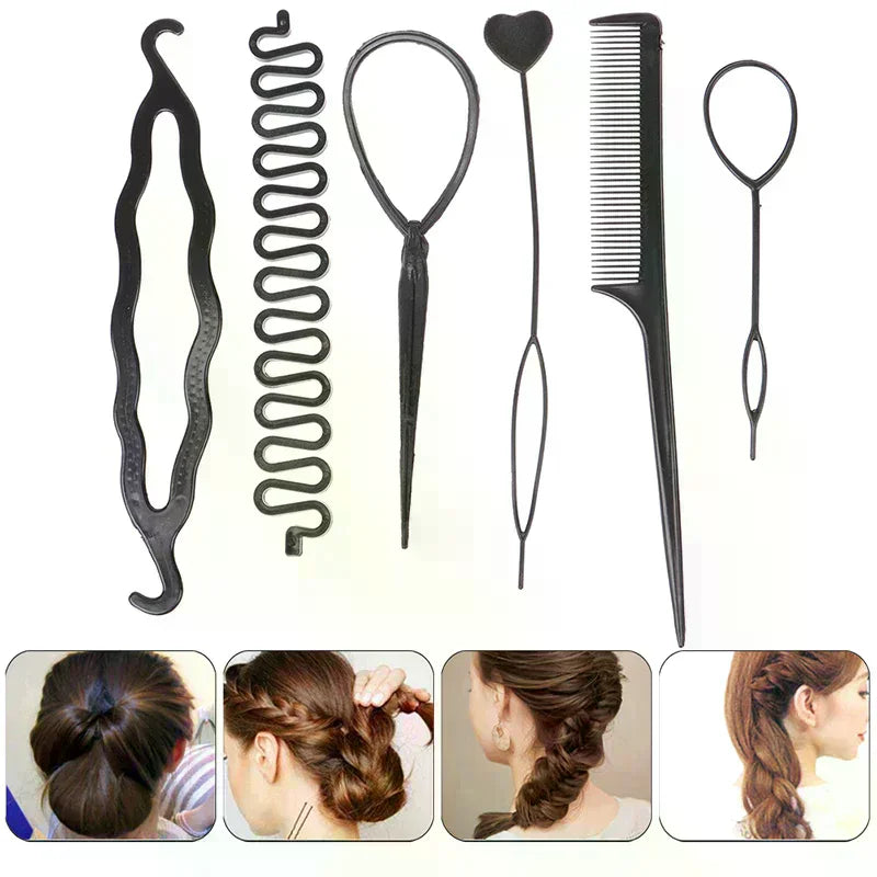 6-Piece Kids Spiral Twist Hair Braiding & Curler Tool Set Hair Styling Set QXL