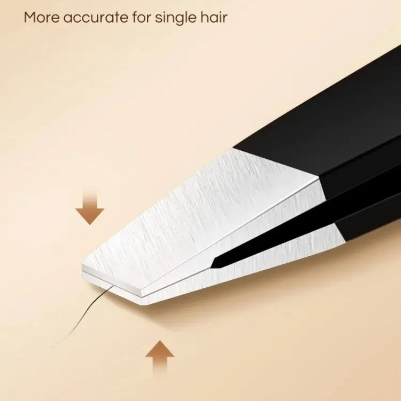 Stainless Steel Eyebrow Tweezer – Slant & Flat Tip | Black Eyebrow Tweezer QXL
