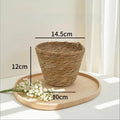 Handwoven Straw Flower Pot Basket with Handles | Eco Planter Woven Planter Basket QXL S
