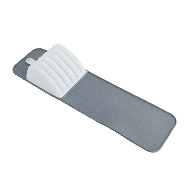 Drawer Knife Organizer | 5 & 11 Slot Non-Slip Soft-Grip Mat Drawer Knife Organizer QXL S Gray