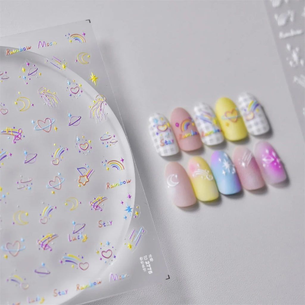 5D Starry Sky Nail Art Stickers | Star Moon Adhesive Decals Nail Art Stickers QXL
