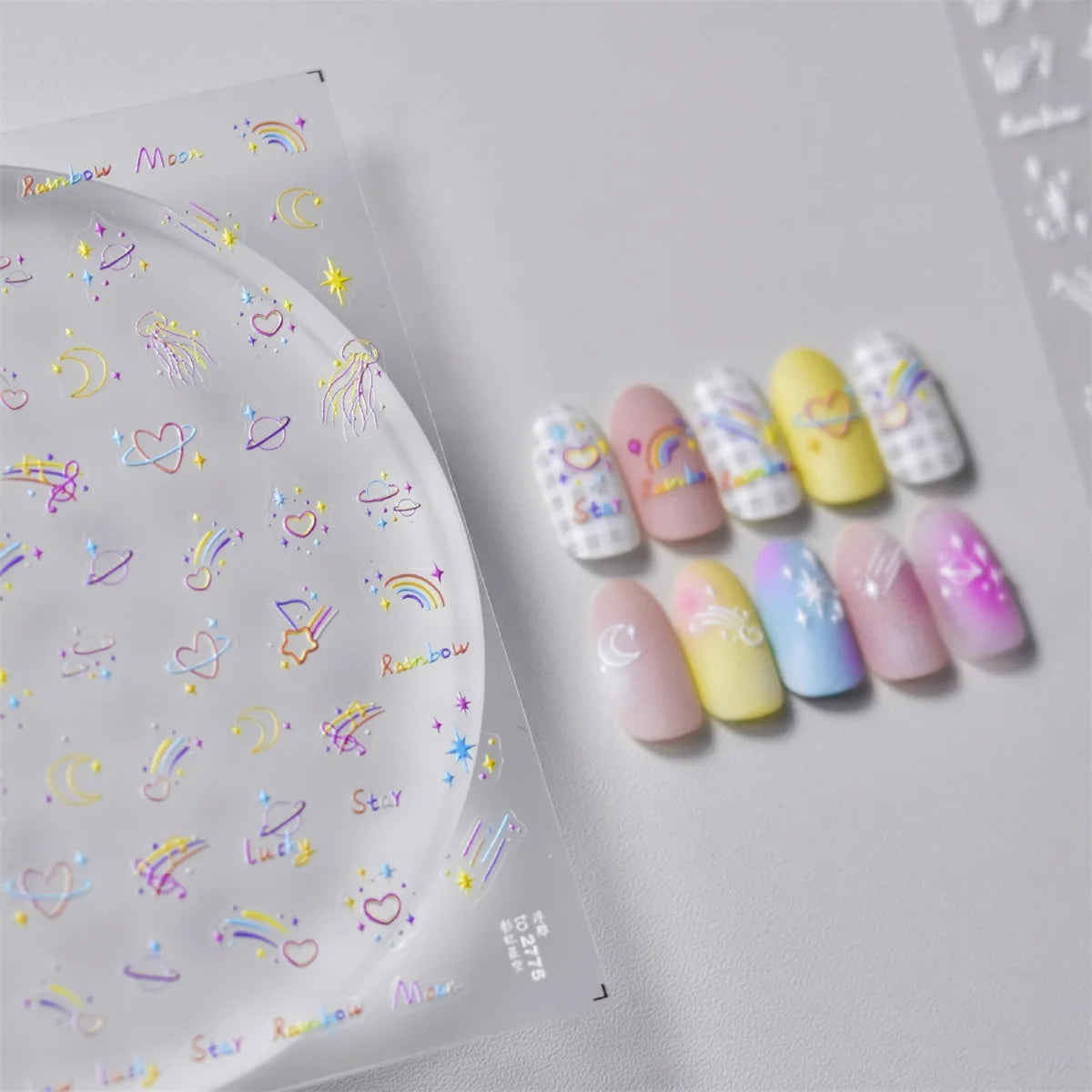 5D Starry Sky Nail Stickers | Hollow Star Moon Decals DIY Nail Art Stickers QXL