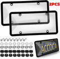 2-Pack Slim Rust-Proof License Plate Frames | Universal Fit License Plate Frame QXL Transp.wblack border