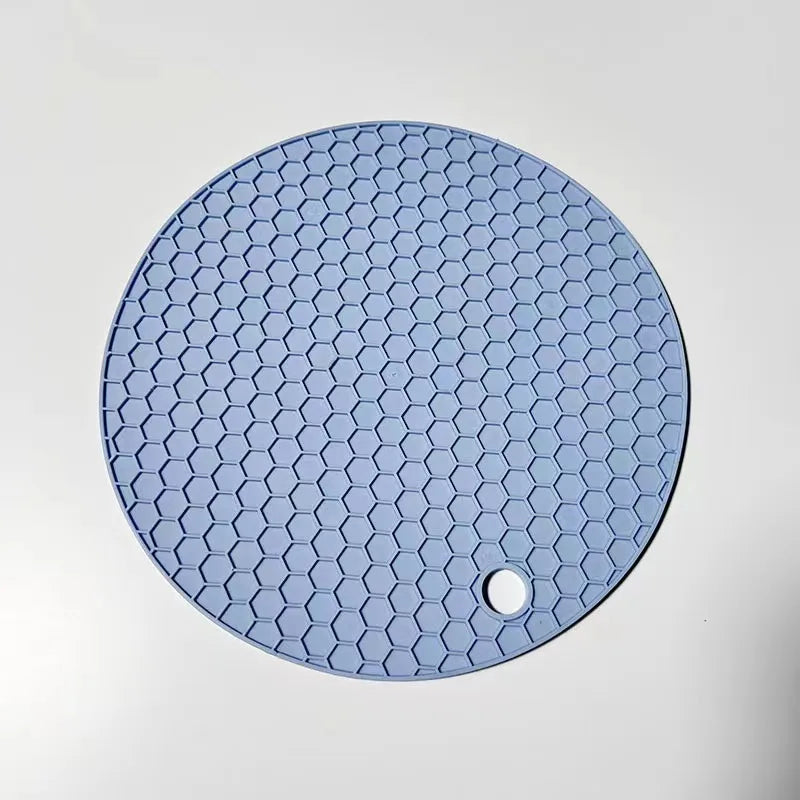 17cm Round Honeycomb Silicone Trivet Mat | Non-Slip Pot Holder Silicone Trivet Mat QXL Blue 17CM
