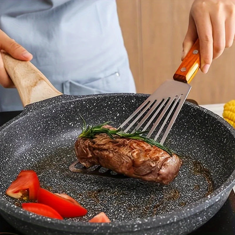 Stainless Steel Non-Slip Frying Spatula | Fish Egg Steak Frying Spatula QXL