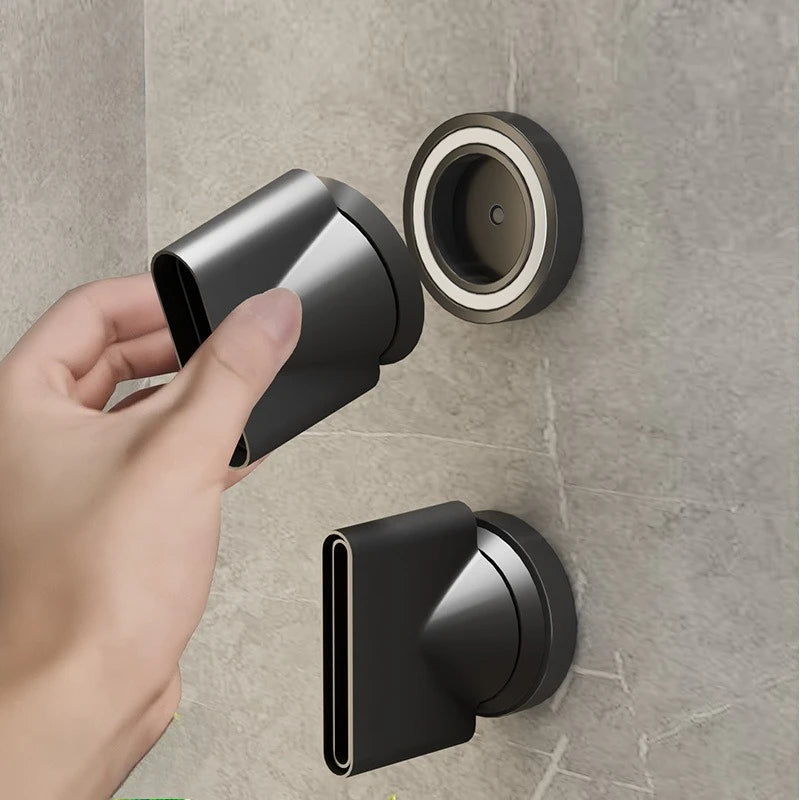 Magnetic Hair Dryer Wall Mount Hanger | Black Aluminum Stand Hair Dryer Wall Mount QXL