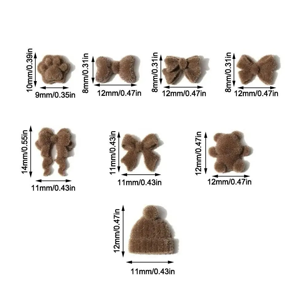 Velvet Bow & Resin Flower Nail Charms | 10-Pc DIY Set Nail Art Charms QXL