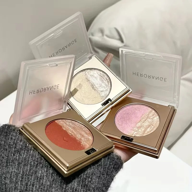 Dual-Color Highlighter & Contour Palette | Pink & Gold Glow Highlighter Palette QXL