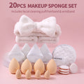 KOSSHOW 20-Pc Makeup Sponge & Puff Set with Hairband Makeup Sponge Set QXL WHITE