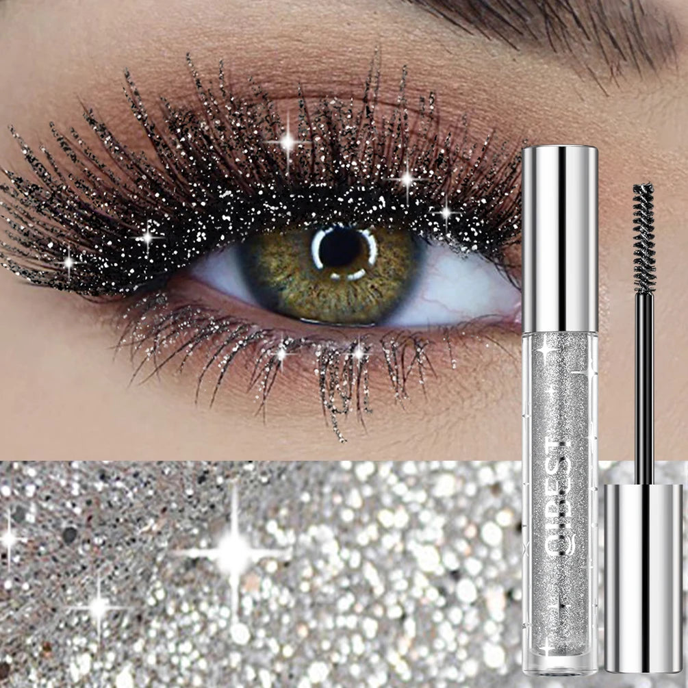 QiBest Glitter Mascara | 3D Volume Shimmer Curling Lashes Glitter Mascara QXL
