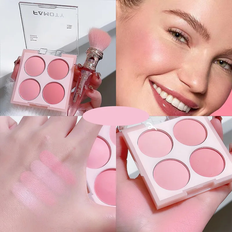 4-Color Matte Blush Powder Palette | Warm Cheek Tones Blush Powder Palette QXL