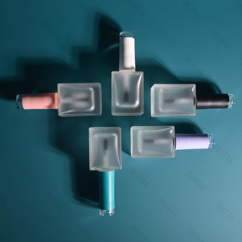 15ml Frosted Square Glass Nail Polish Bottle with Brush Nail Polish Bottle QXL