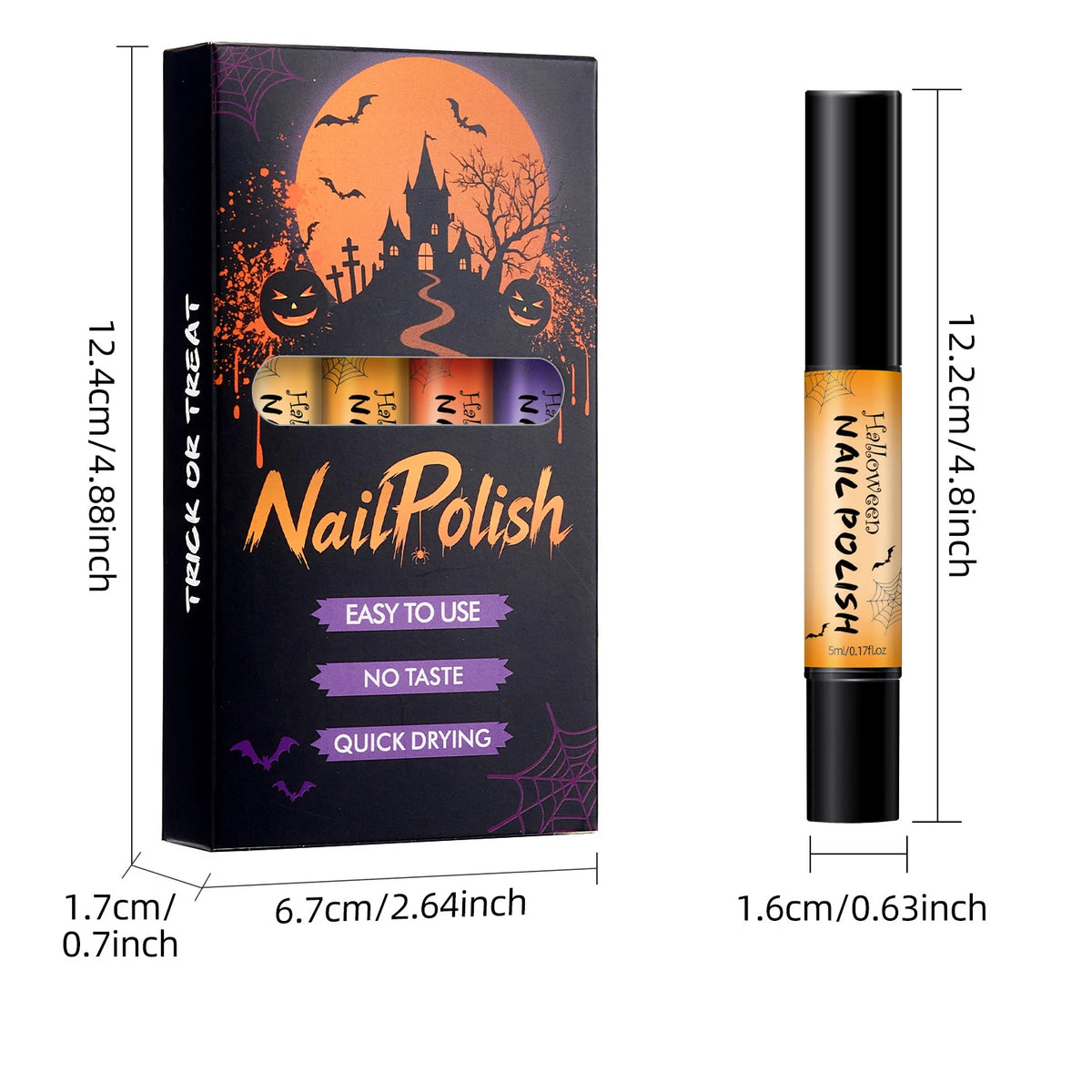 Halloween Peel-Off Water-Based Nail Polish Pen Kit | DIY Nail Art Nail Polish Pen Set QXL