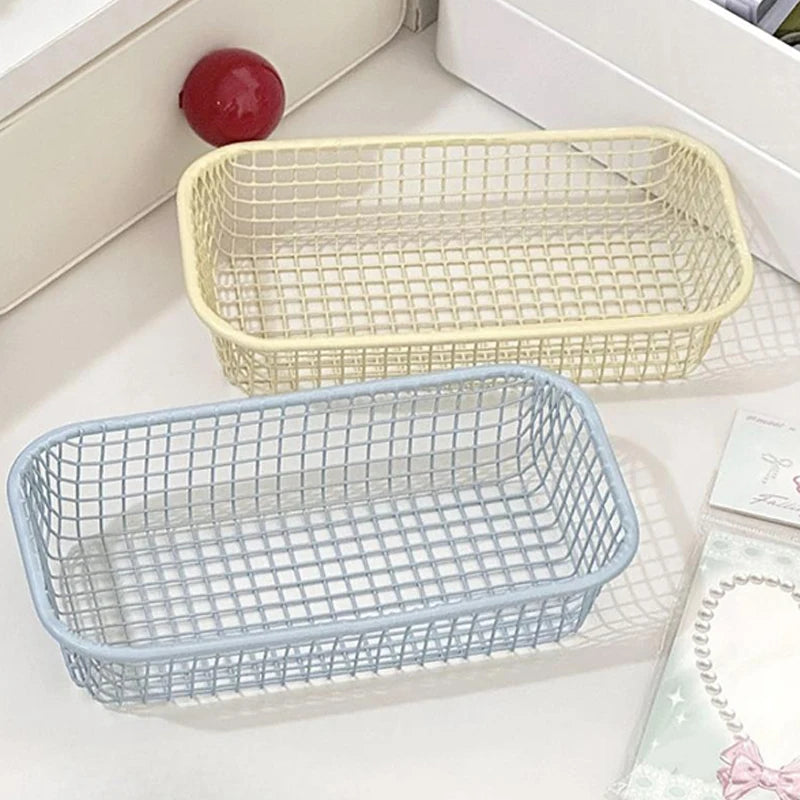 Metal Wire Desktop Storage Basket | Desk Organizer Holder Desktop Organizer Basket QXL