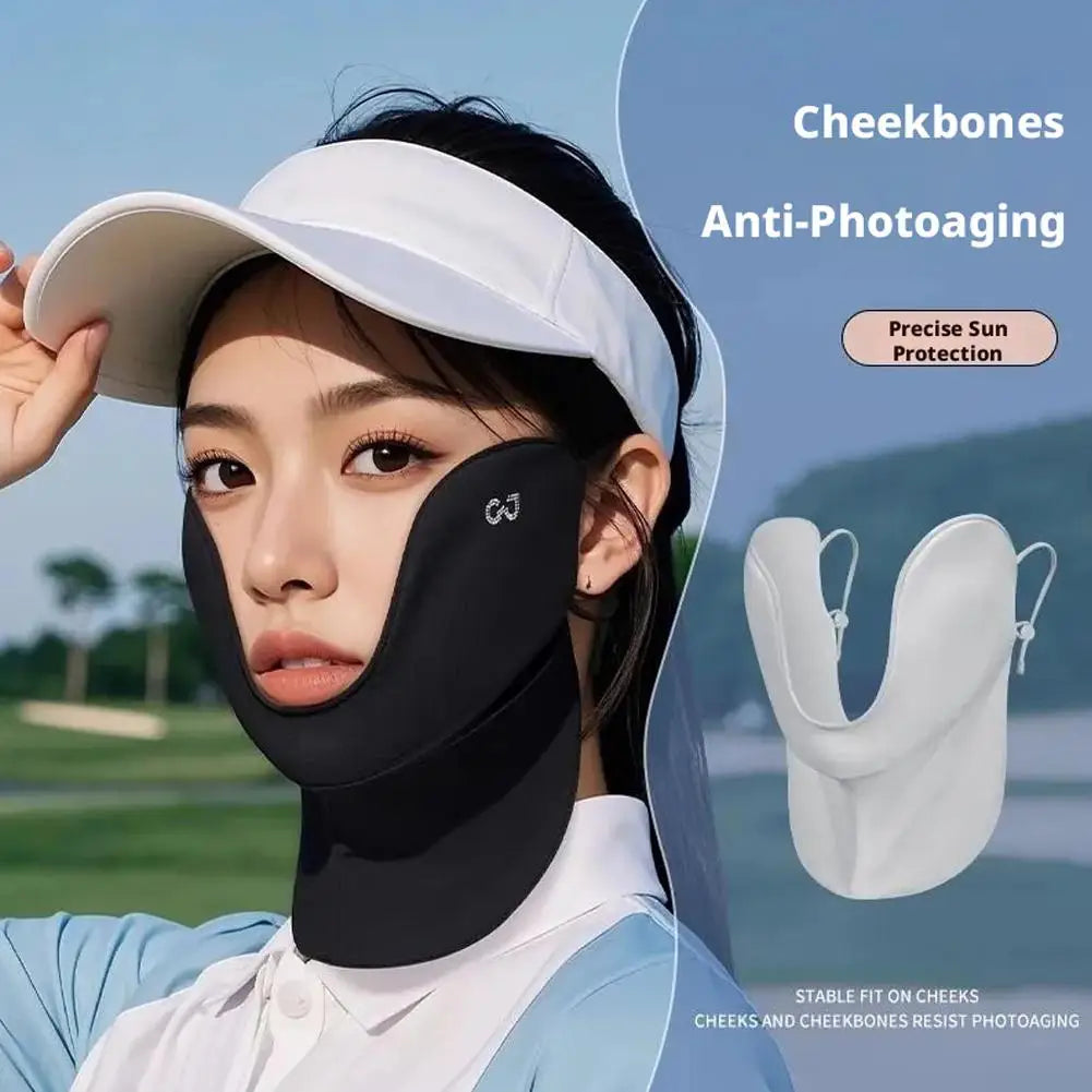 Women's UPF50+ Ice Silk Sun Mask | Cooling UV Face Cover Sun Protection Mask QXL