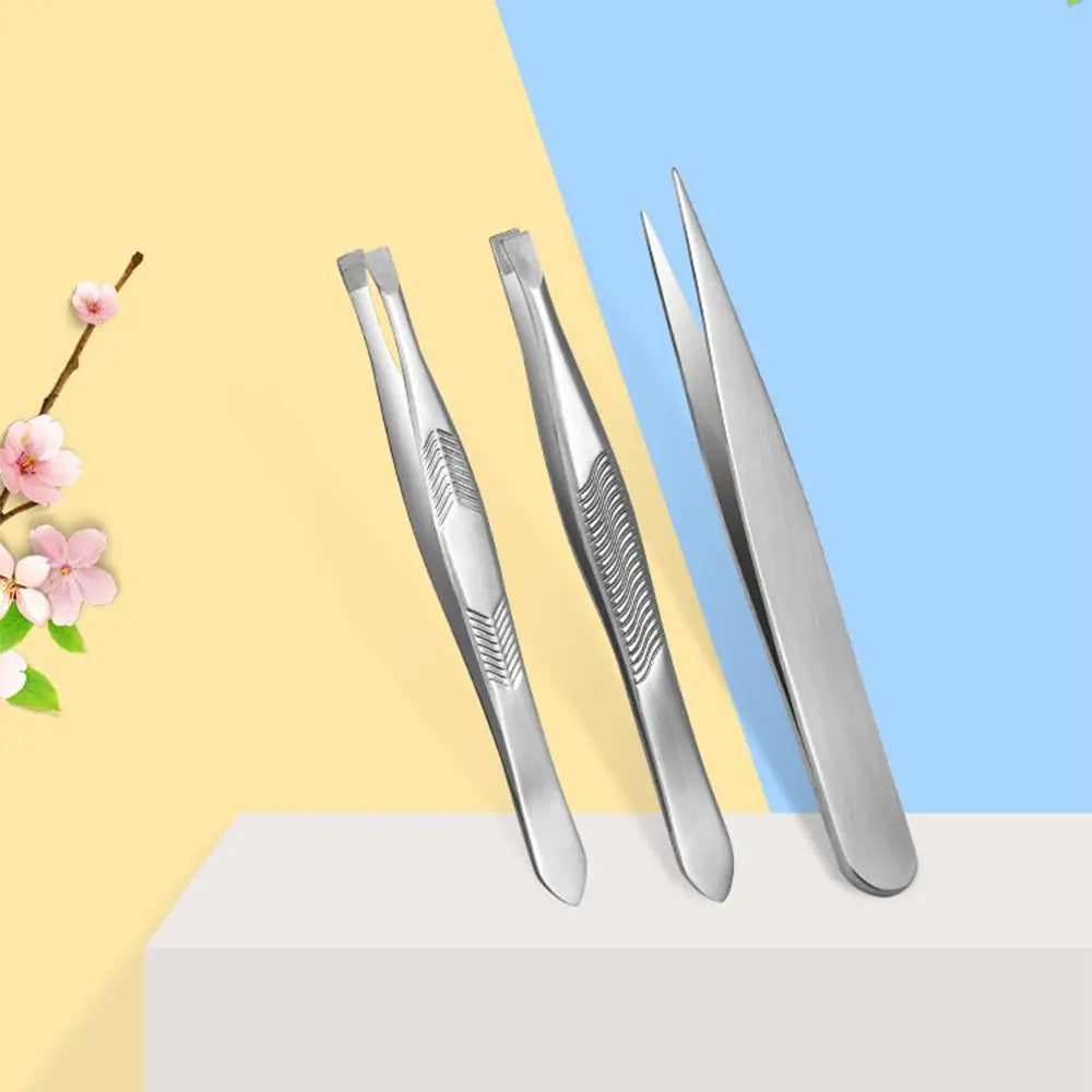 Stainless Steel Eyebrow Tweezers | Slant, Tip & Flat Eyebrow Tweezers QXL